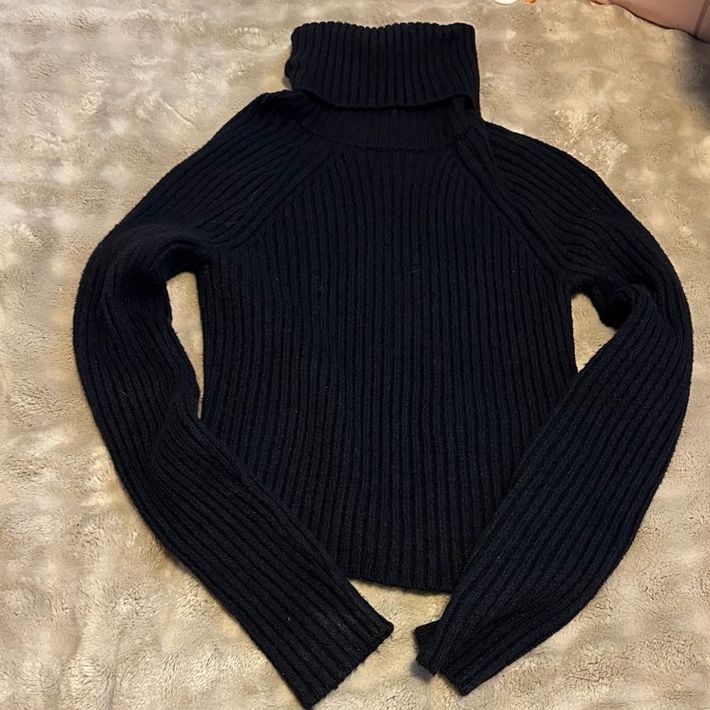 American Eagle Outfitters Black Ribbed Turtleneck Sweater